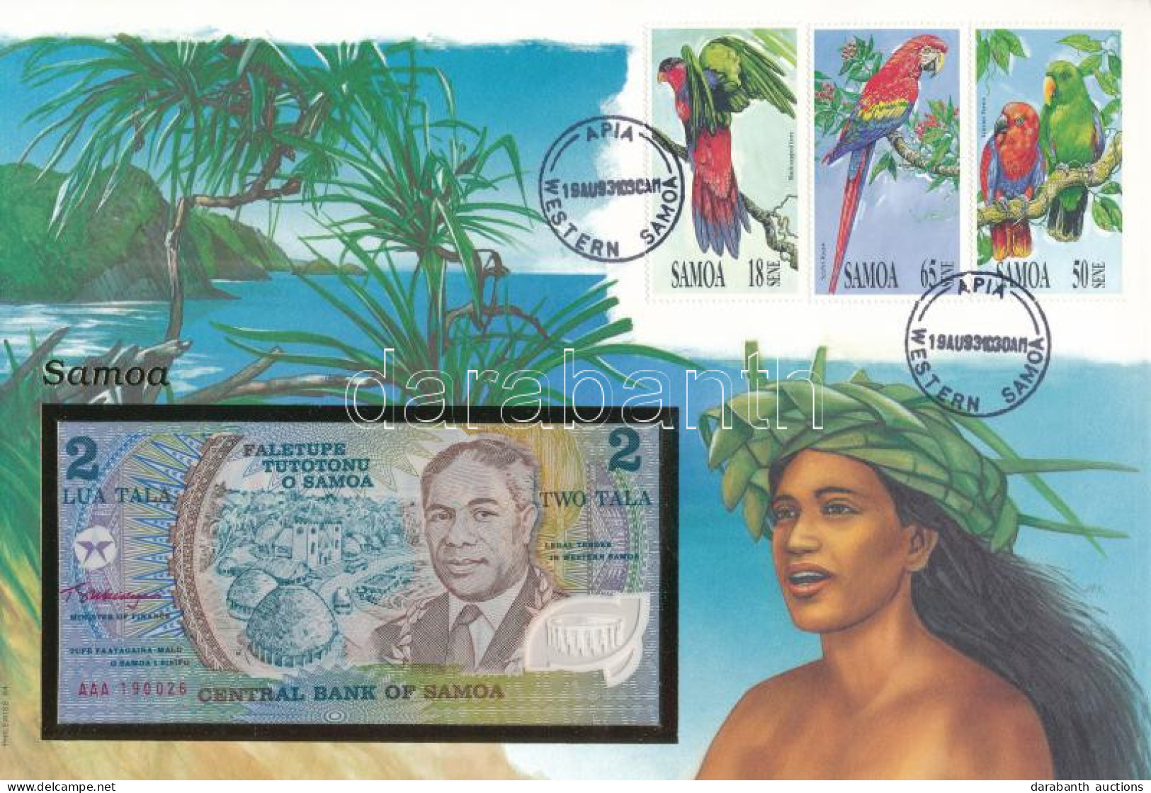 Szamoa 1990. 2T Felbélyegzett Borítékban, Bélyegzéssel T:UNC Samoa 1990. 2 Tala In Envelope With Stamp And Cancellation  - Unclassified