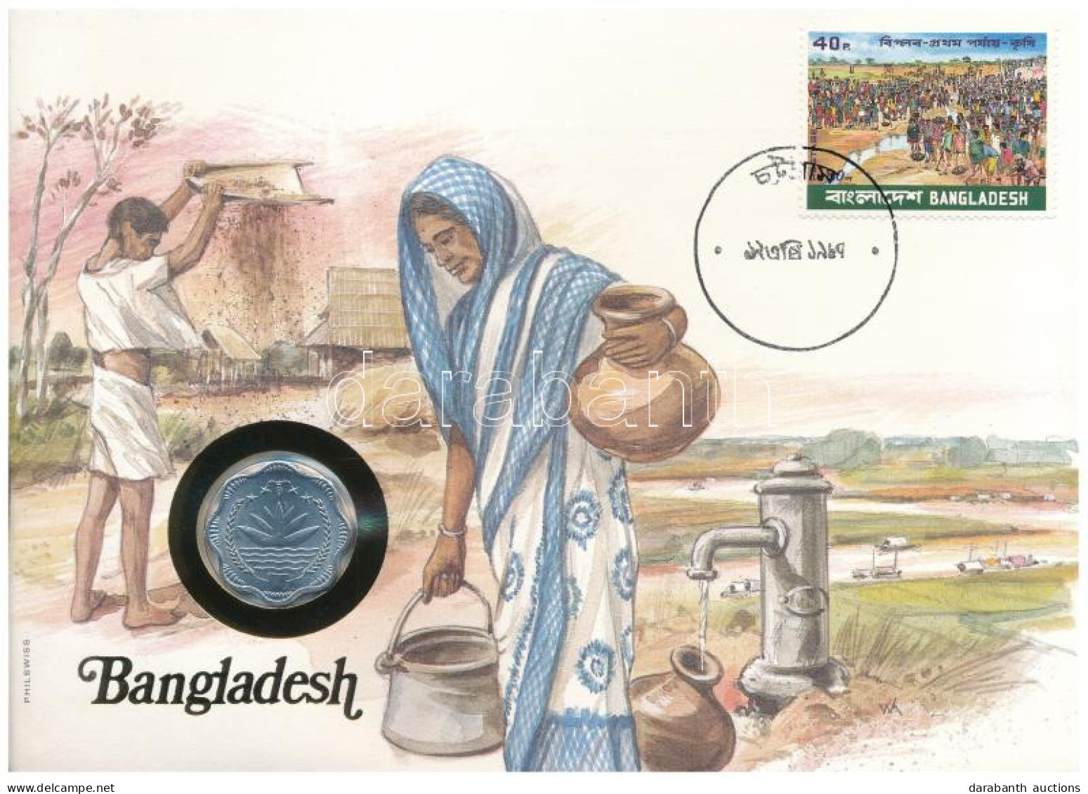 Banglades 1978. 10P "FAO" Bélyeges érmés Borítékon, Ismertetővel T:UNC Bangladesh 1978. 10 Paisa Al-Br "FAO" Coin In Env - Unclassified