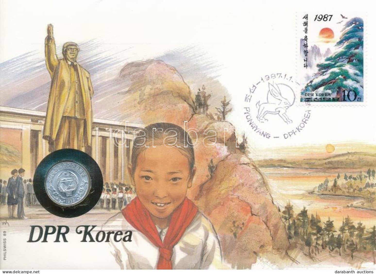 Észak-Korea 1959. 10ch Felbélyegzett Borítékban, Bélyegzéssel, Német Nyelvű Leírással T:UNC North Korea 1959. 10 Chon In - Sin Clasificación