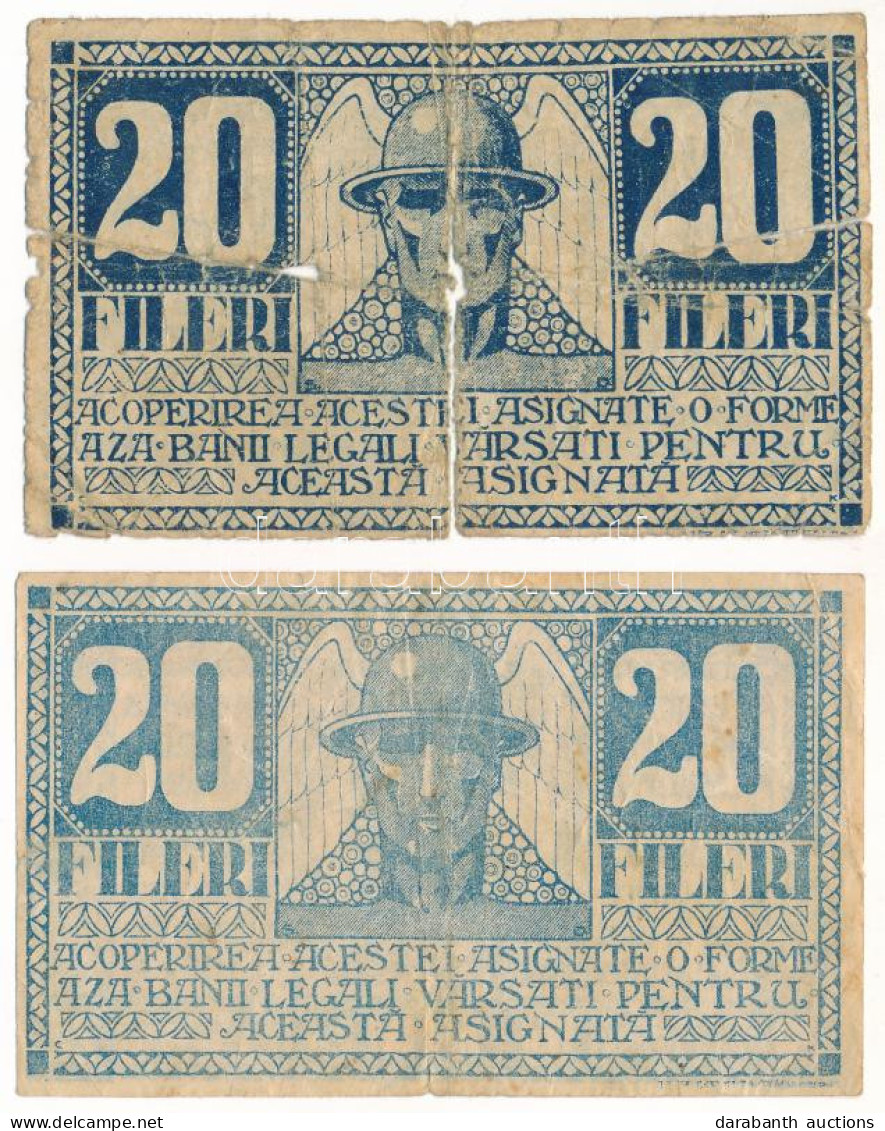 Románia / Temesvár 1919. 20f (2x) T:F,G Romania / Timisoara 1919. 20 Fileri (2x) C:F,G - Sin Clasificación