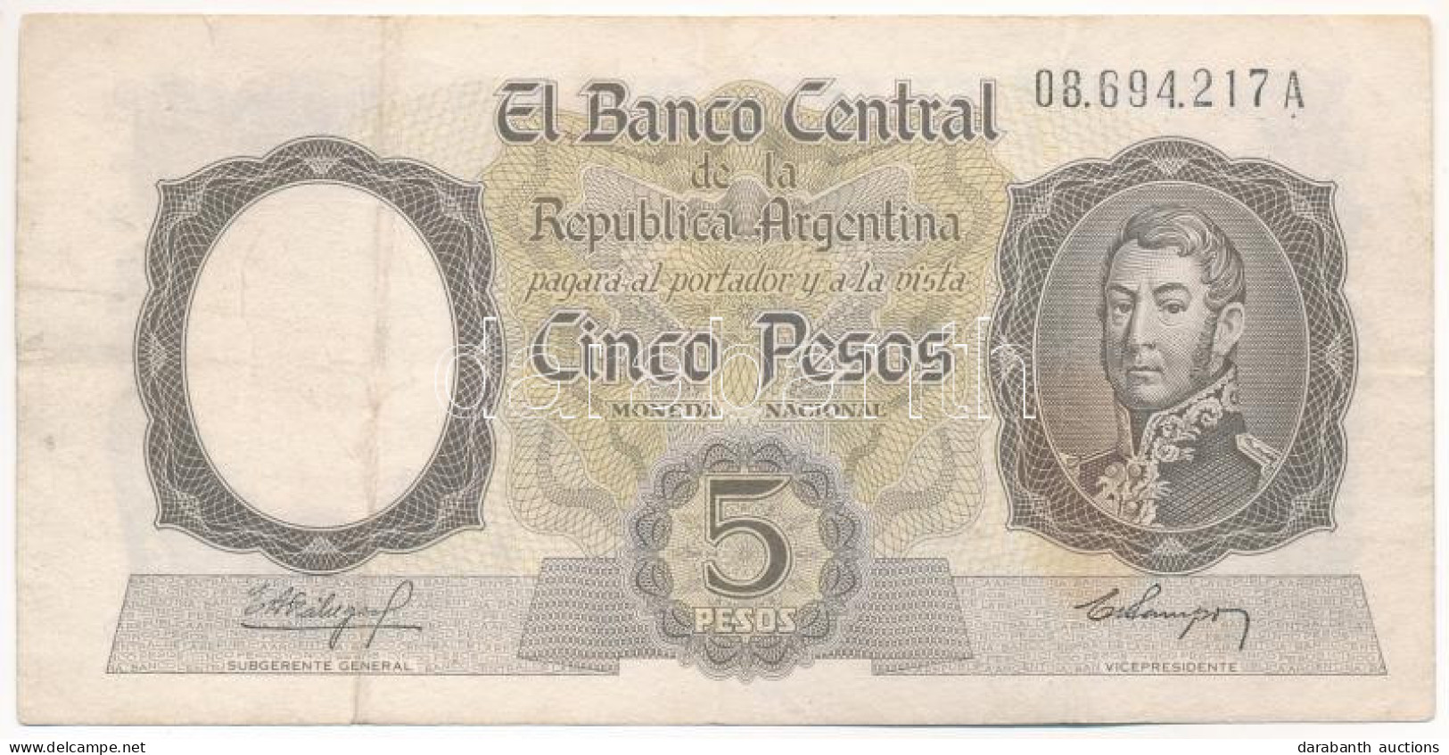 Argentína 1960-1962. 5P T:F Argentina 1960-1962. 5 Pesos C:F - Non Classés