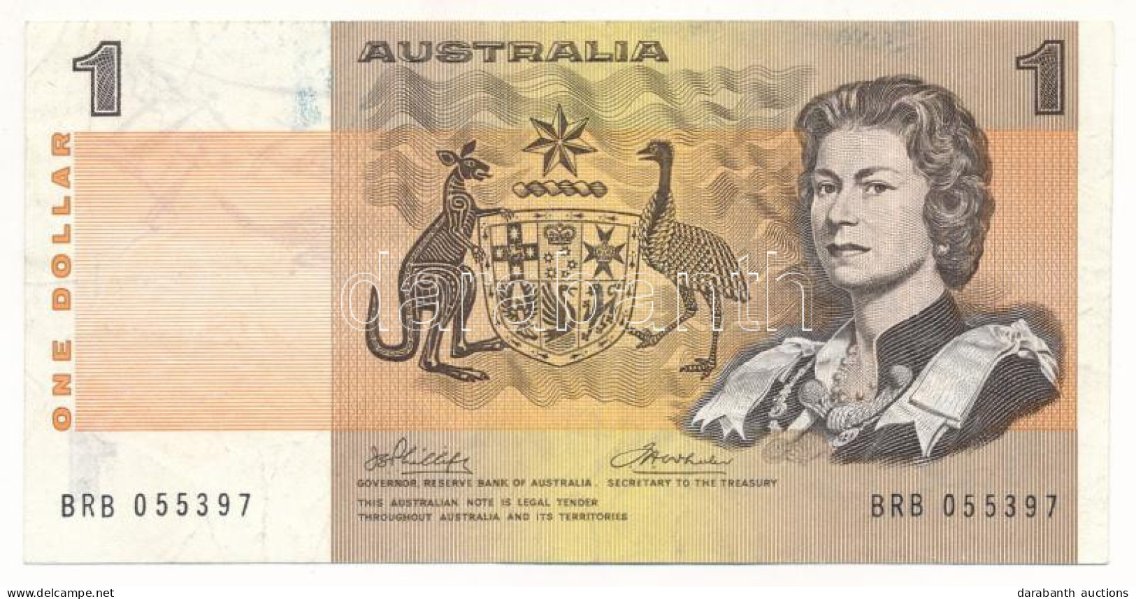 Ausztrália DN (1972-1973) 1D T:F Folt Australia ND (1972-1973) 1 Dollar C:F Spot Krause P#37.d - Sin Clasificación