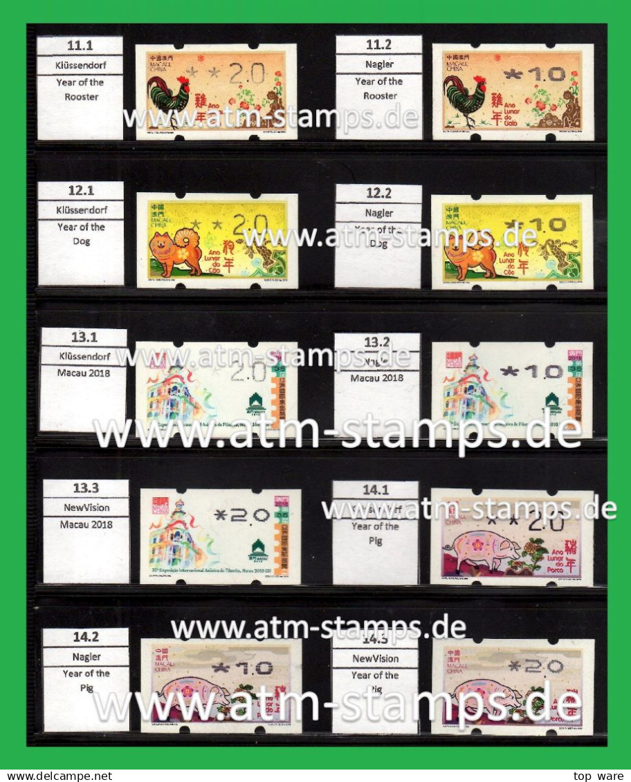 Macau China ATM Sammlung Part II / 2015-2019 MNH / Klussendorf Nagler Frama CVP Automatenmarken - Distribuidores