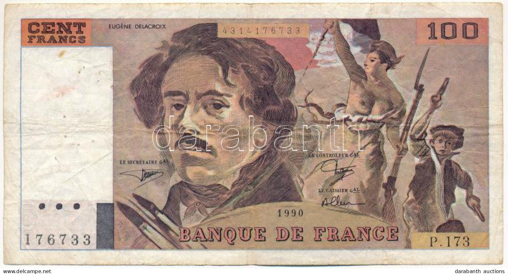 Franciaország 1990. 100Fr T:F Tűlyukak France 1990. 100 Francs C:F Pin Holes Krause P#152 - Non Classés