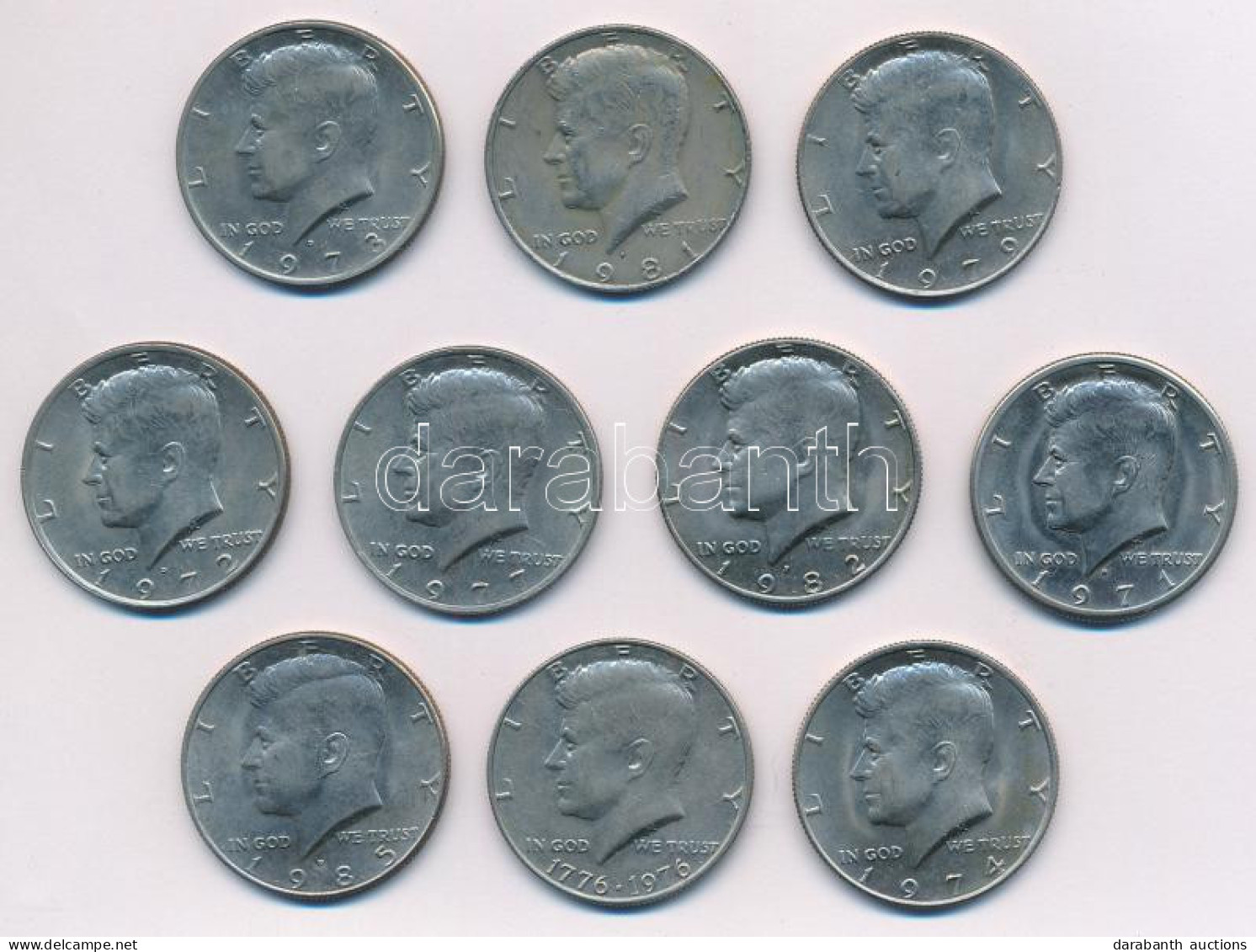 Amerikai Egyesült Államok 1971D-1985P 1/2$ Cu-Ni "Kennedy" (10xklf évszám és/vagy Verdejel) Közte 1976. 1/2$ Cu-Ni "A Fü - Ohne Zuordnung