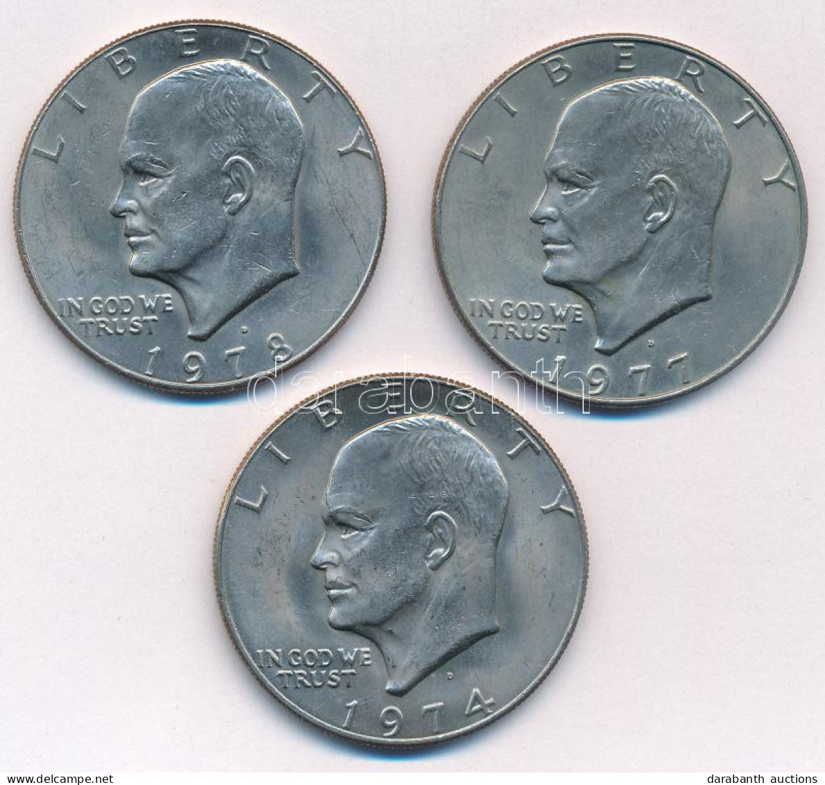 Amerikai Egyesült Államok 1974D-1978D 1$ Cu-Ni "Eisenhower" (3xklf évjárat) T:AU,XF USA 1974D-1978D 1 Dollar Cu-Ni "Eise - Non Classés