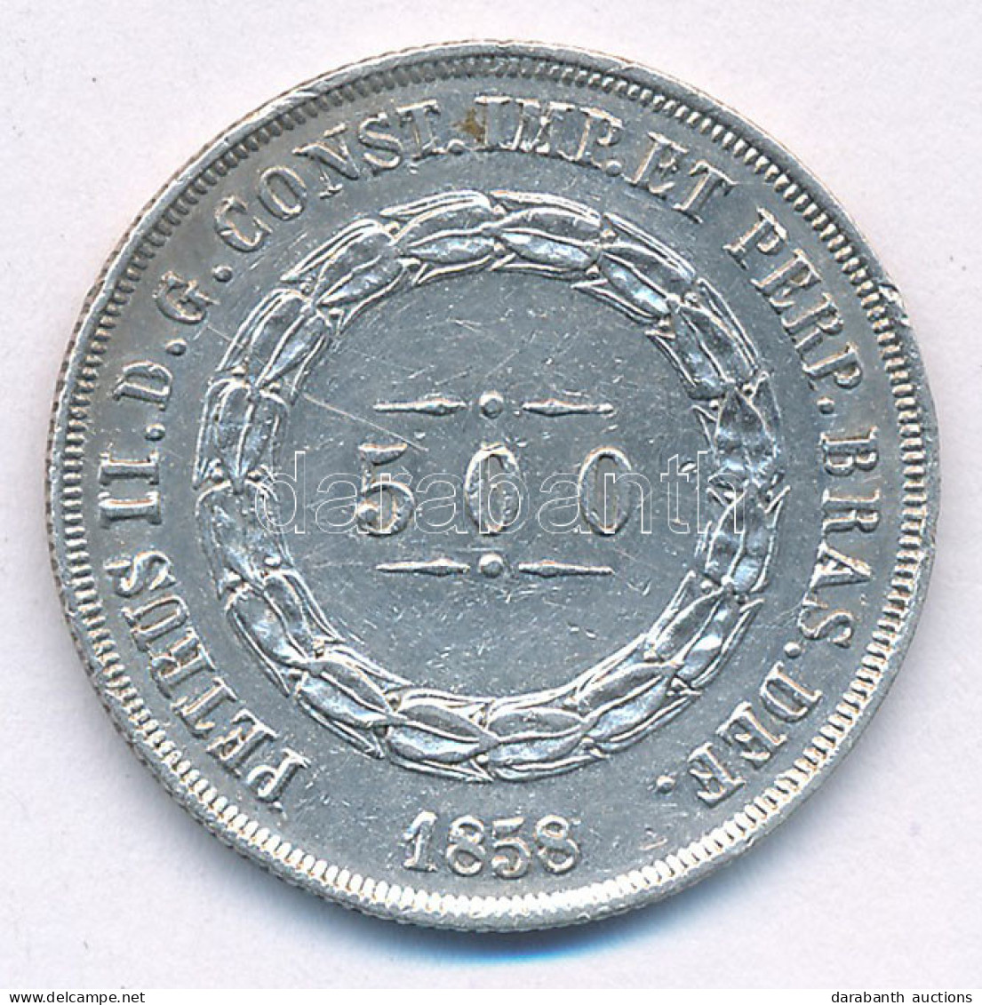 Brazília 1858. 500R Ag "II. Pedro" T:2 Brasil 1858. 500 Reis Ag "Pedro II" C:XF Krause KM#464 - Unclassified