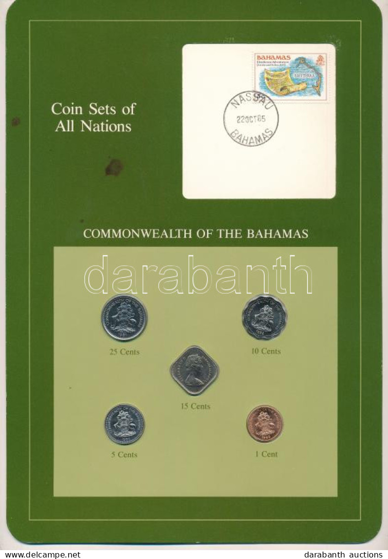 Bahamák 1969-1985. 1c-25c (5xklf), "Coin Sets Of All Nations" Forgalmi Szett Felbélyegzett Kartonlapon T:UNC A Kartonlap - Unclassified