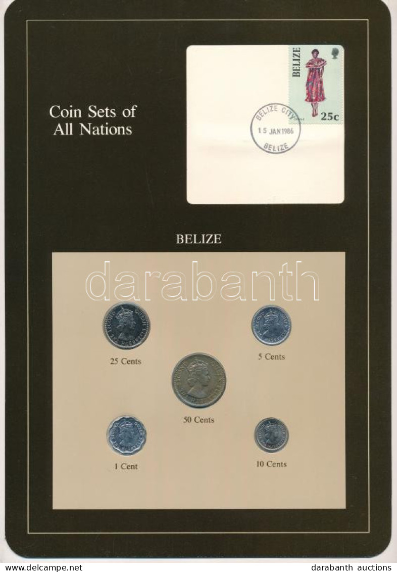 Belize 1979-1987. 1c-50c (5xklf), "Coin Sets Of All Nations" Forgalmi Szett Felbélyegzett Kartonlapon T:UNC Belize 1979- - Non Classés