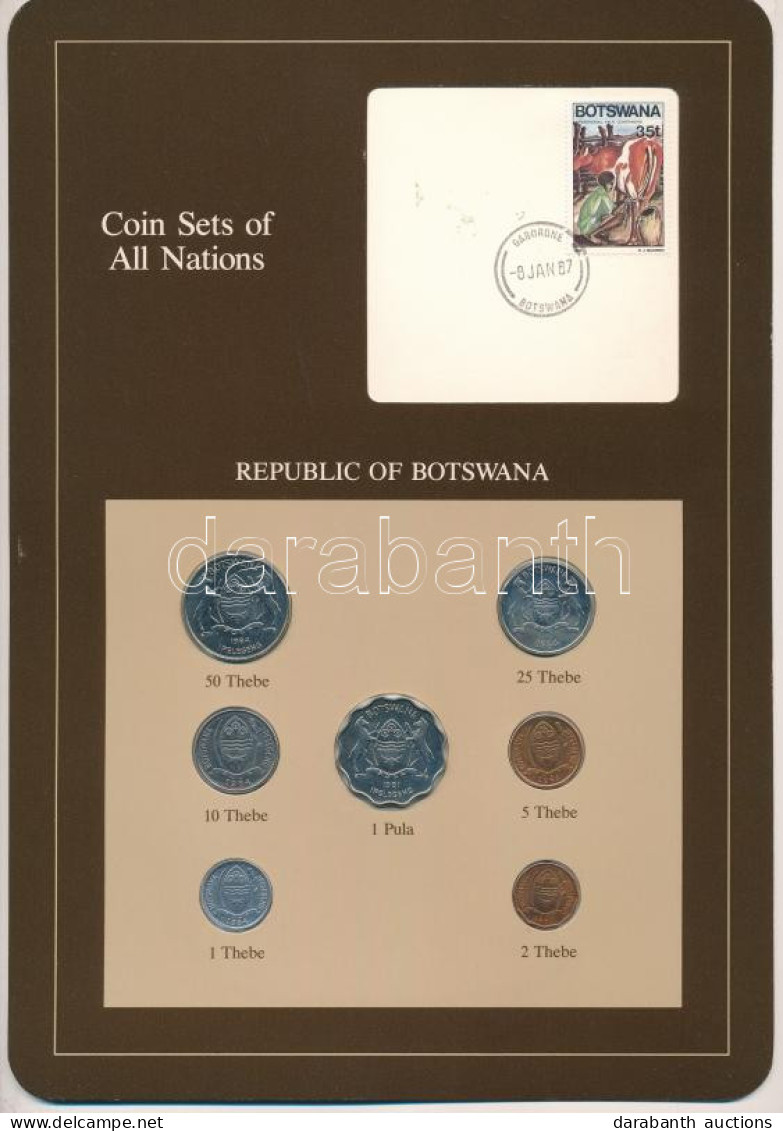 Botswana 1981-1984. 1t - 1P (7xklf), "Coin Sets Of All Nations" Forgalmi Szett Felbélyegzett Kartonlapon T:UNC  Botswana - Zonder Classificatie