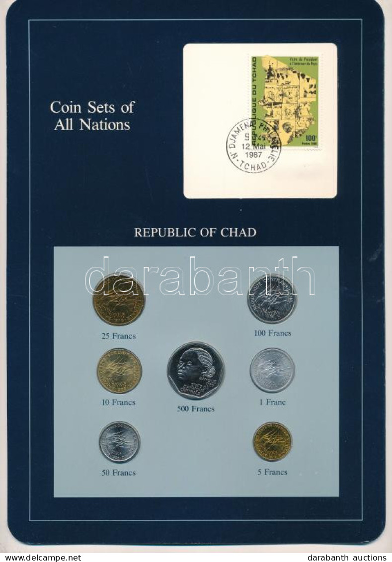 Csád 1976-1985. 1Fr-500Fr (7xklf), "Coin Sets Of All Nations" Forgalmi Szett Felbélyegzett Kartonlapon T:UNC Kis Patina  - Ohne Zuordnung