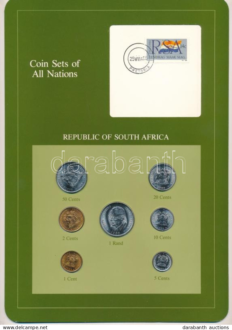 Dél-Afrika 1985-1986. 1c-1R (7xklf), "Coin Sets Of All Nations" Forgalmi Szett Felbélyegzett Kartonlapon T:UNC South Afr - Sin Clasificación