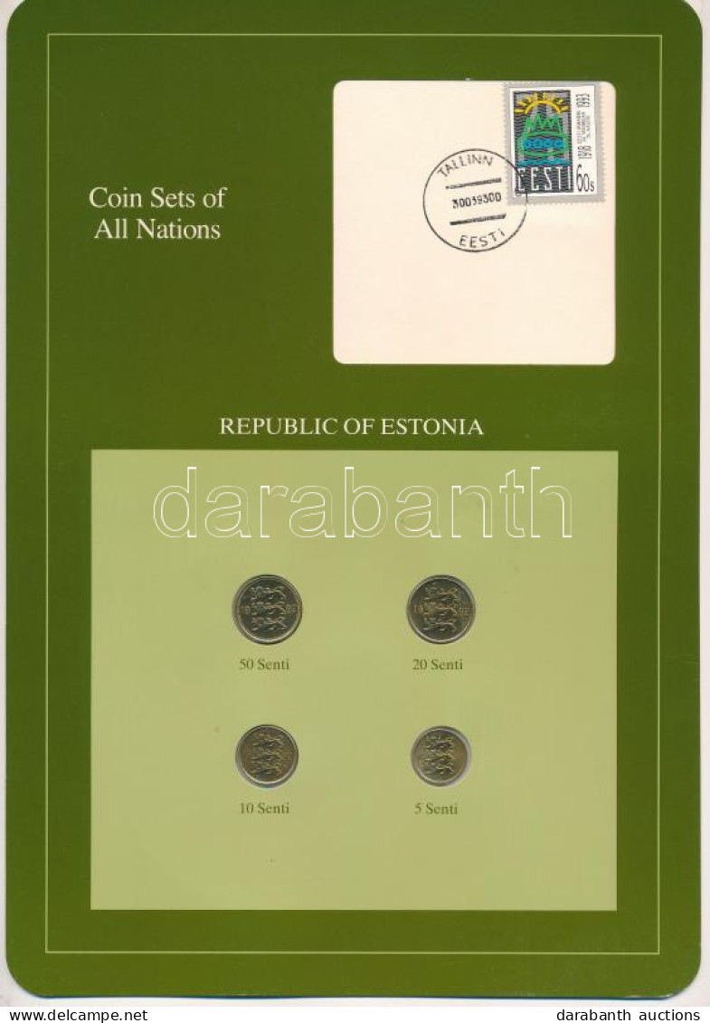 Észtország 1991-1992. 5s-50s (4xklf), "Coin Sets Of All Nations" Forgalmi Szett Felbélyegzett Kartonlapon T:UNC Kis Pati - Unclassified