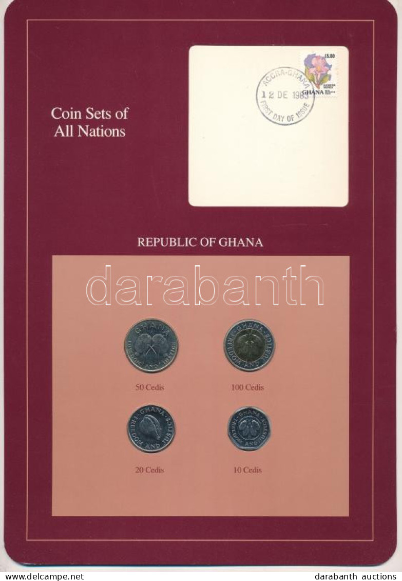 Ghána 1991. 10c-100c (4xklf) "Coin Sets Of All Nations" Forgalmi Szett Felbélyegzett Kartonlapon T:UNC Kis Patina Ghana  - Ohne Zuordnung