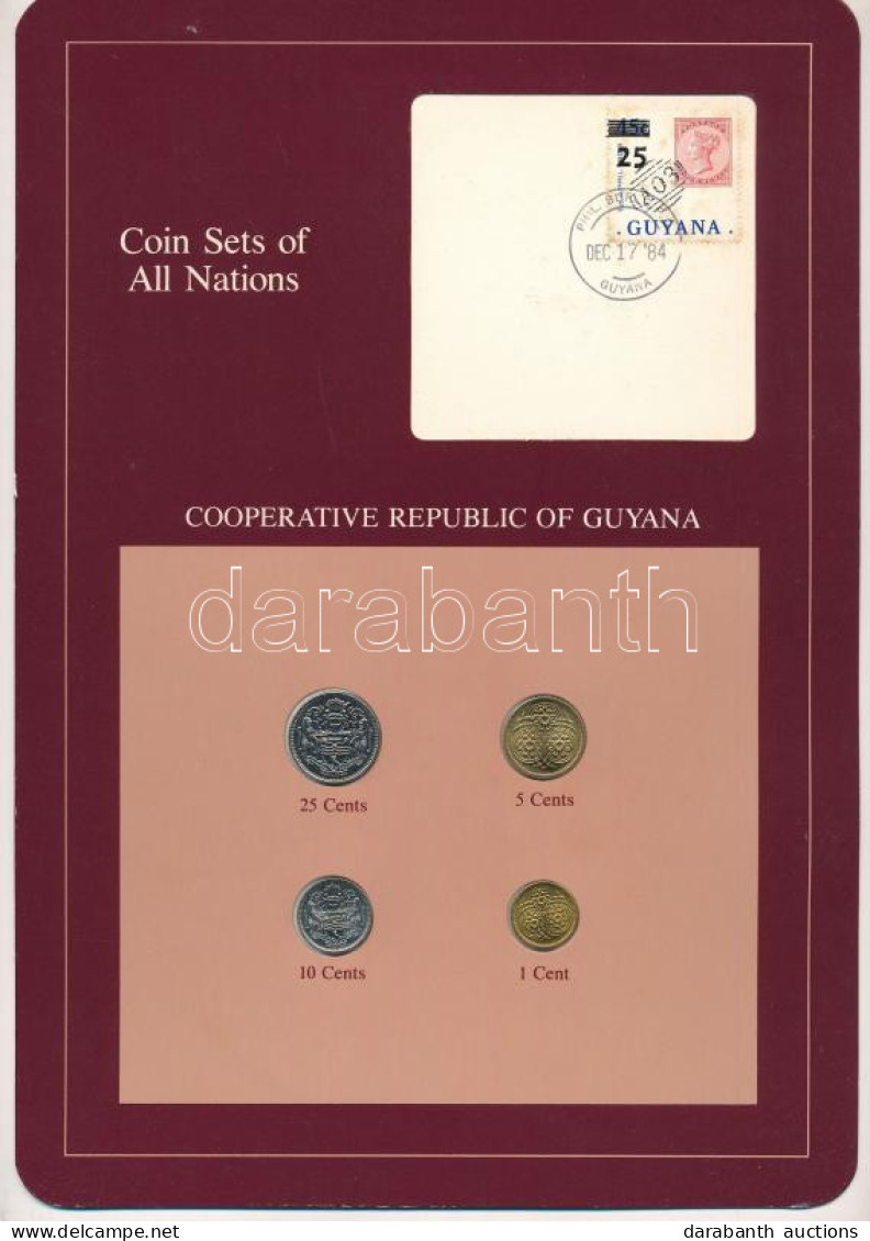Guyana 1982-1985. 1c-25c (4xklf), "Coin Sets Of All Nations" Forgalmi Szett Felbélyegzett Kartonlapon T:UNC Kis Patina G - Ohne Zuordnung
