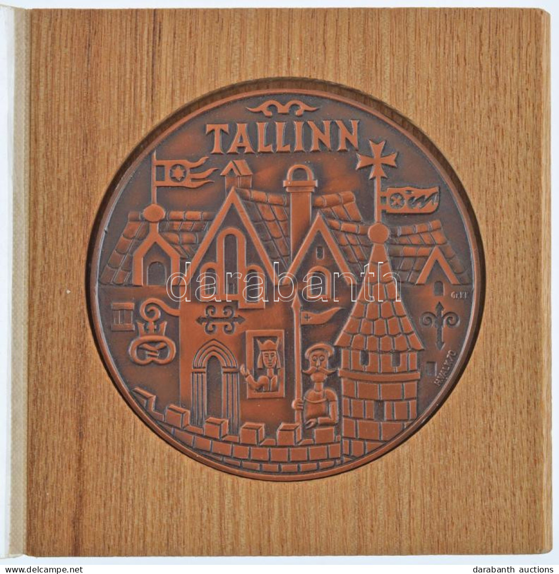 Észtország 1970. "Tallinn" Kétoldalas Bronz Emlékérem, Szign.:H.Valk, Fa éremtartó Tokban (58mm) T:1- Estonia 1970. "Tal - Sin Clasificación