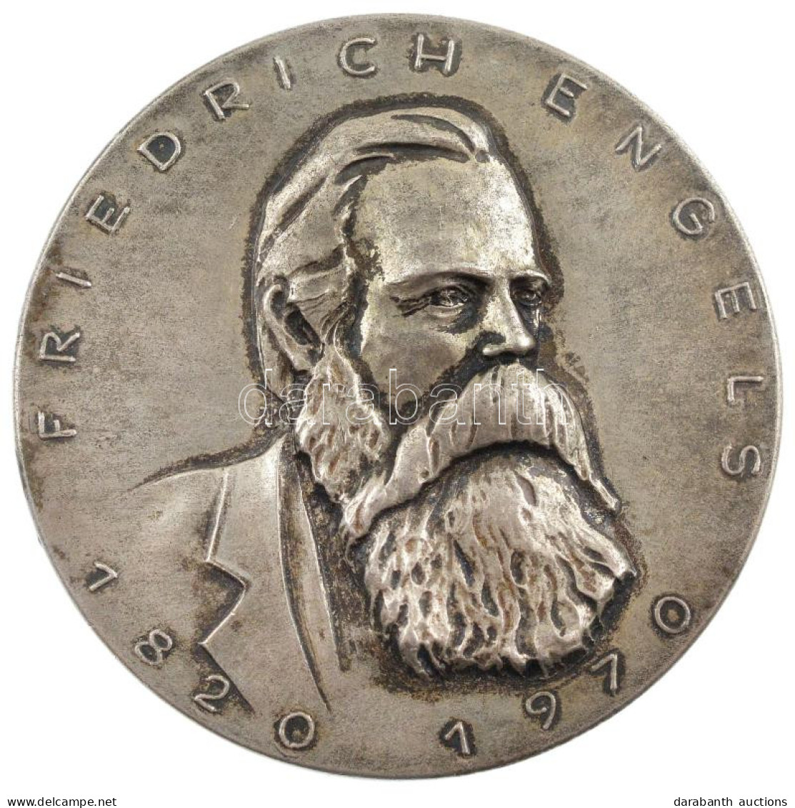 Német Demokratikus Köztársaság ~1970. "Friedrich Engels 1820-1970" Ag Emlékérem (32.23g/0.800/44mm) T:1- German Democrat - Ohne Zuordnung