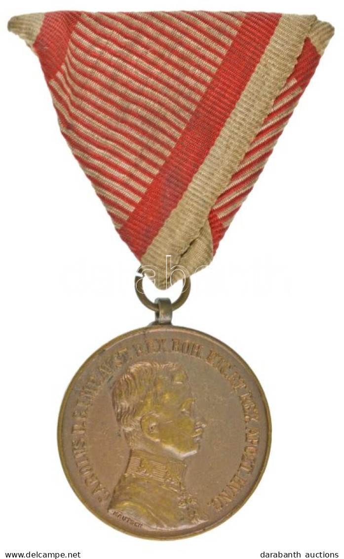 1917. "Károly Bronz Vitézségi Érem" Bronz Kitüntetés Mellszalaggal. Szign.: Kautsch T:XF,VF Hungary 1917. "Bronze Gallan - Unclassified