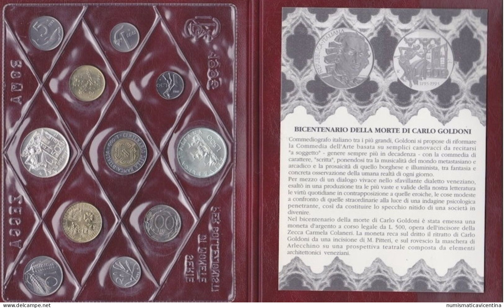 ITALIA 1993 Goldoni Serie Divisionale 11 Valori Italy Coin Set - Sets Sin Usar &  Sets De Prueba