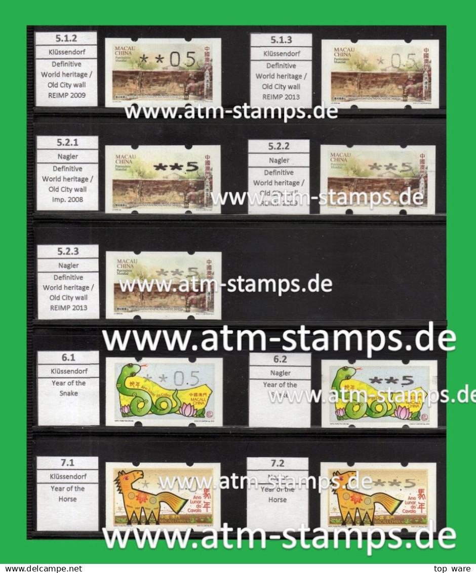 Macau Macao China ATM Stamps Part I * 1993-2014 MNH * Klussendorf Nagler Frama CVP Automatenmarken - Automaatzegels [ATM]