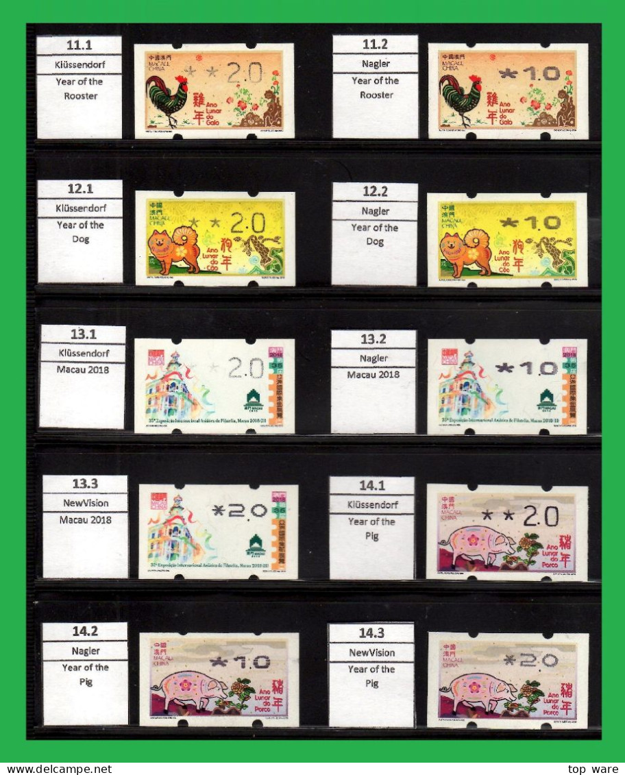 Macau Macao China ATM Stamps Part II * 2015-2019 MNH * Klussendorf Nagler Frama CVP Automatenmarken - Automatenmarken [ATM]