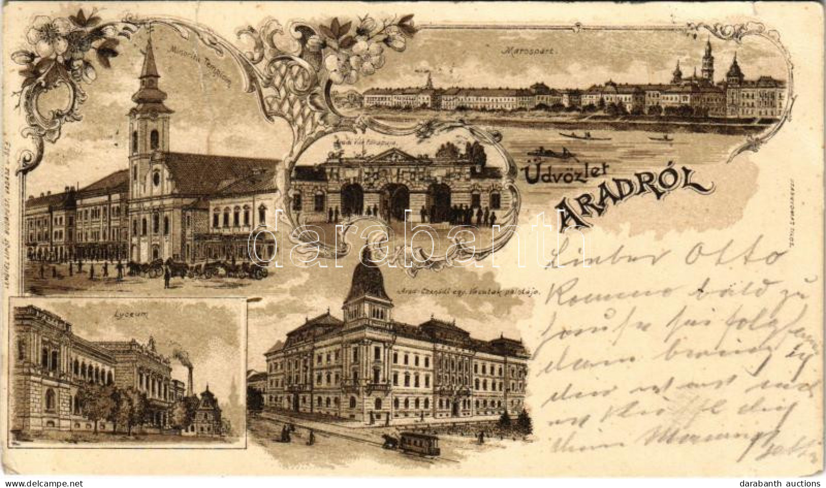 T3 1899 (Vorläufer) Arad, Minorita Templom, Vár Főkapuja, Maros-part, Lyceum, Arad-Csanádi Egy. Vasutak Palotája, Lóvasú - Non Classés