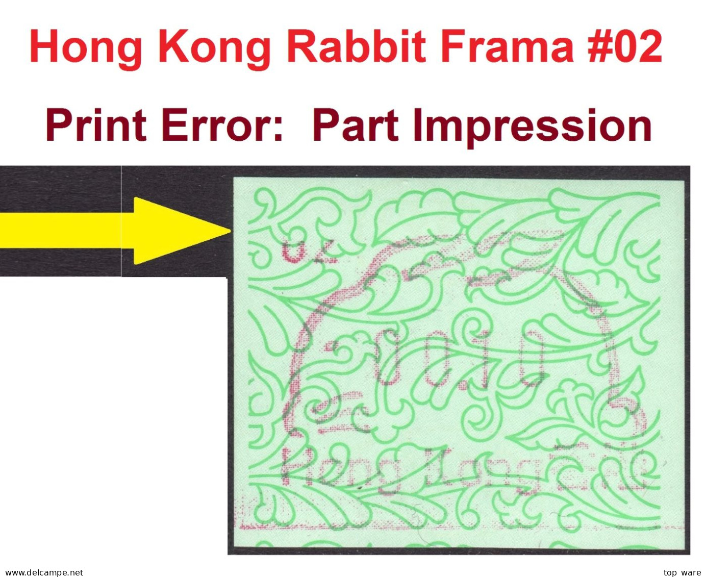 Hong Kong China ATM Stamps / 1987 / Zodiac Rabbit 02 / Error Print MNH Frama Nagler Klussendorf CVP Automatenmarken - Automaten