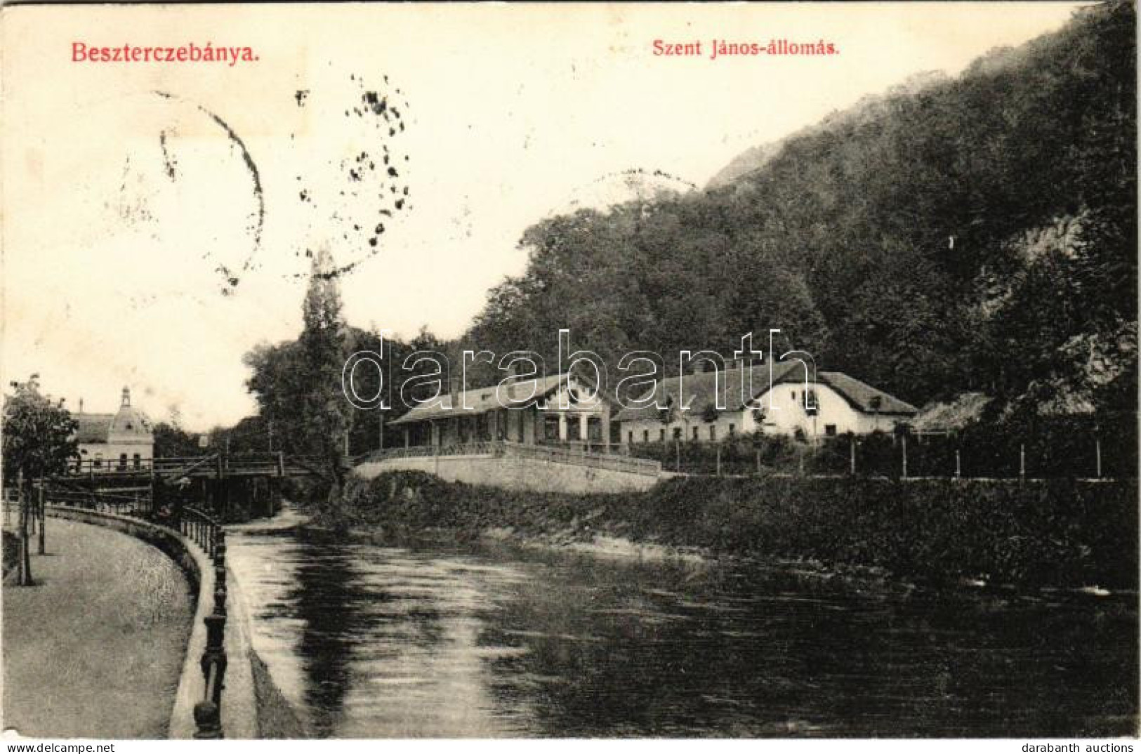 T2/T3 1909 Besztercebánya, Banská Bystrica; Garam, Szent János (Szentjános) Vasútállomás. Walther Adolf és Társai Kiadás - Zonder Classificatie