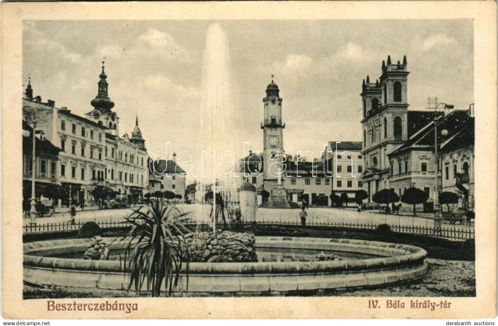 T2/T3 1916 Besztercebánya, Banská Bystrica; IV. Béla Király Tér, üzletek, Városháza. Havelka József Kiadása / Square, Sh - Ohne Zuordnung