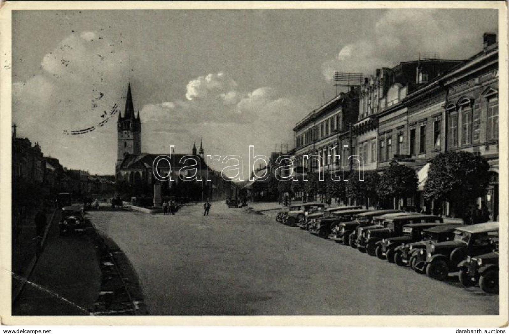 T3 1932 Eperjes, Presov; Masaryk Utca, Autók / Masaryková Ul. / Street, Automobiles (EB) - Ohne Zuordnung