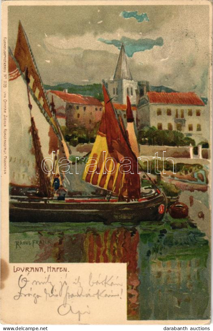T2/T3 1902 Lovran, Lovrana; Hafen / Port. Künstlerpostkarte No. 1133. Von Ottmar Zieher. Litho S: Raoul Frank (EK) - Zonder Classificatie