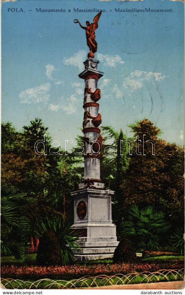T2/T3 1914 Pola, Pula; Monumento A Massimiliano / Maximilian Monument. C. Fano 1914 (fl) - Ohne Zuordnung