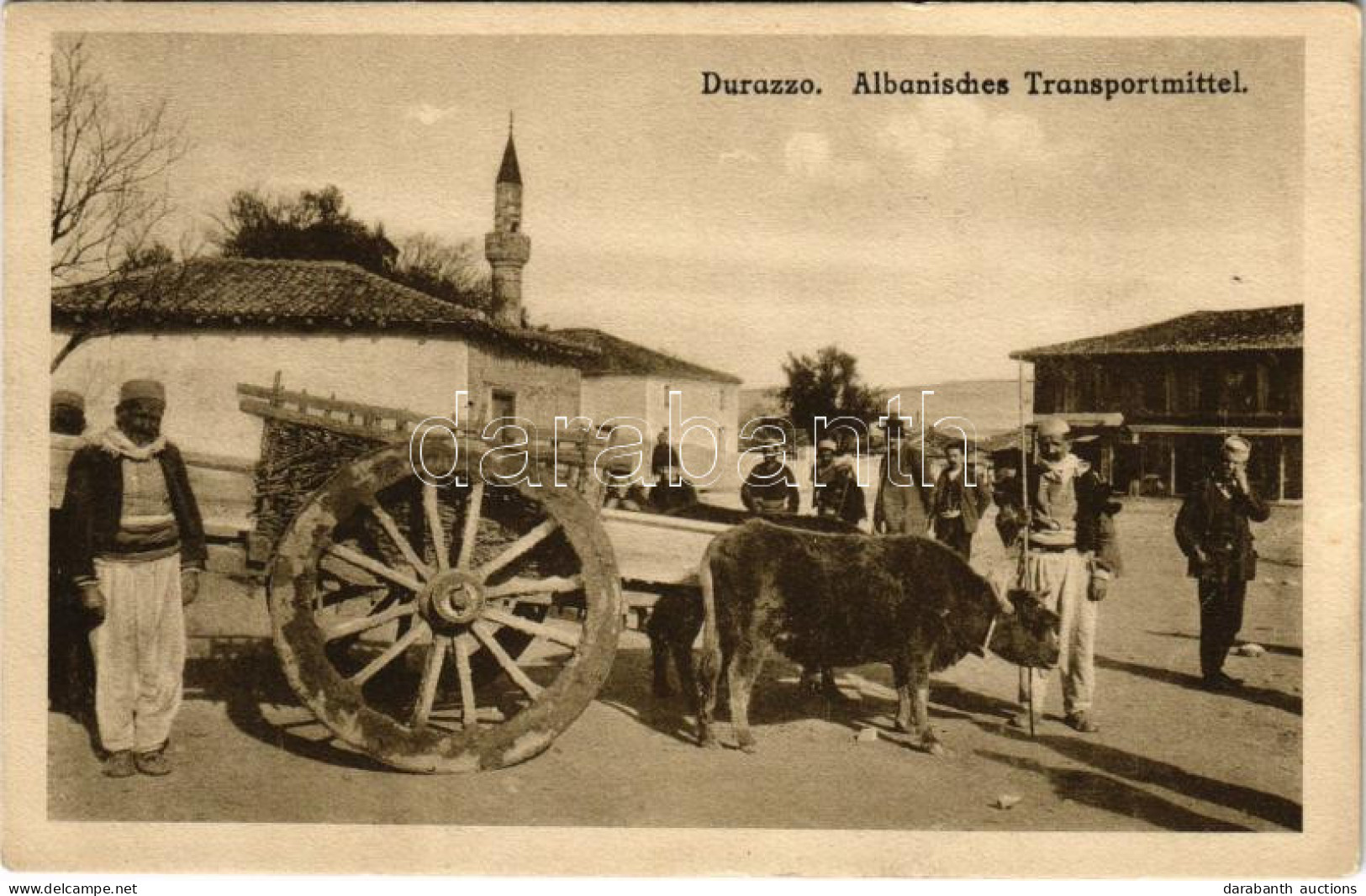 T2 1917 Durres, Durazzo; Albanisches Transportmittel / Albán Szállítási Mód / Albanian Folklore, Ox Cart - Sin Clasificación