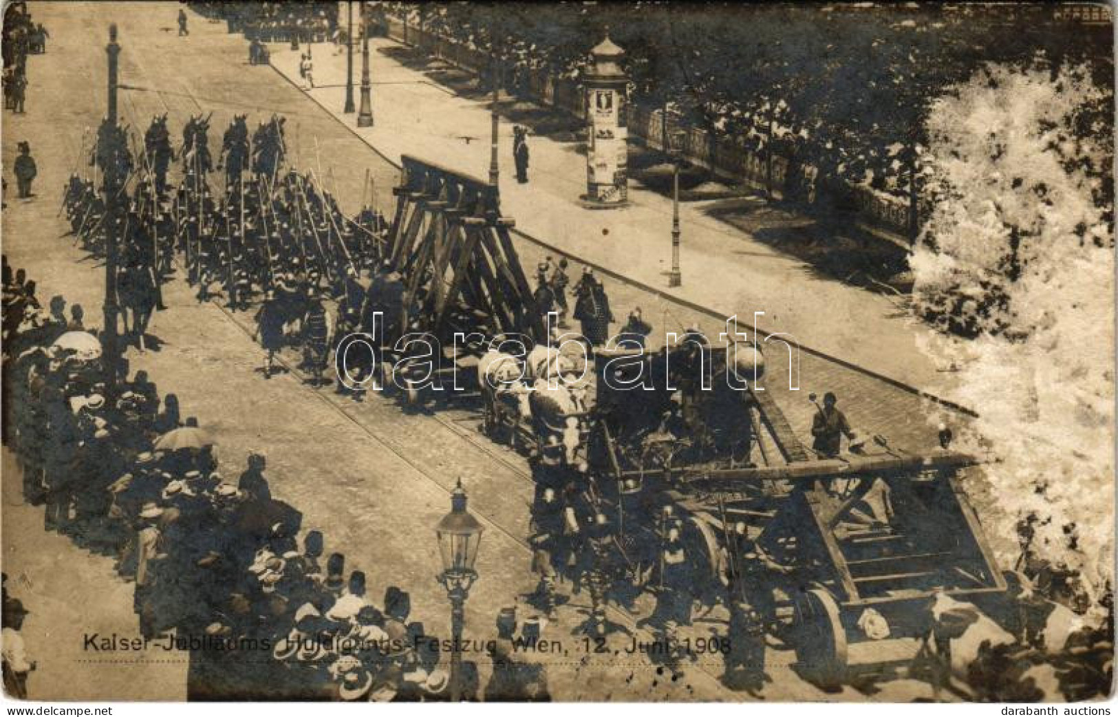 * T3 1915 Wien, Vienna, Bécs; Kaiser-Jubiläums-Huldigungs Festzug 12. Juni 1908 (surface Damage) + "K.u.k. Militärzensur - Unclassified