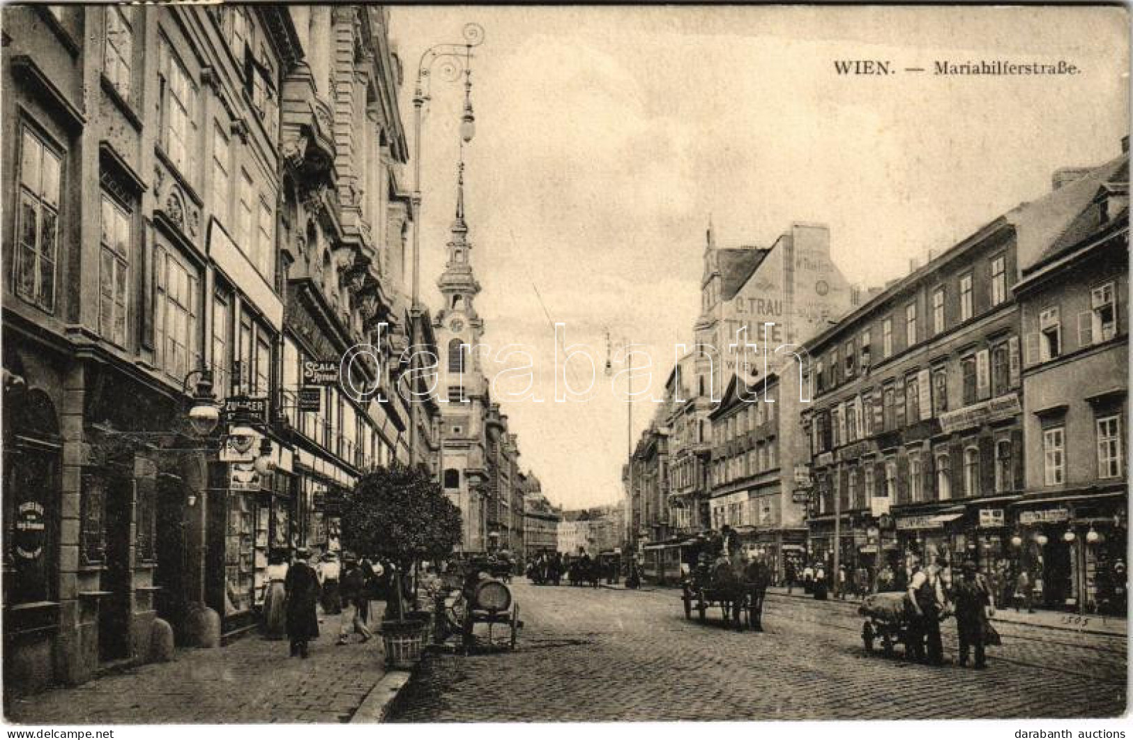 T2 1911 Wien, Vienna, Bécs; Mariahilferstraße / Street View, Shops, Tram - Unclassified