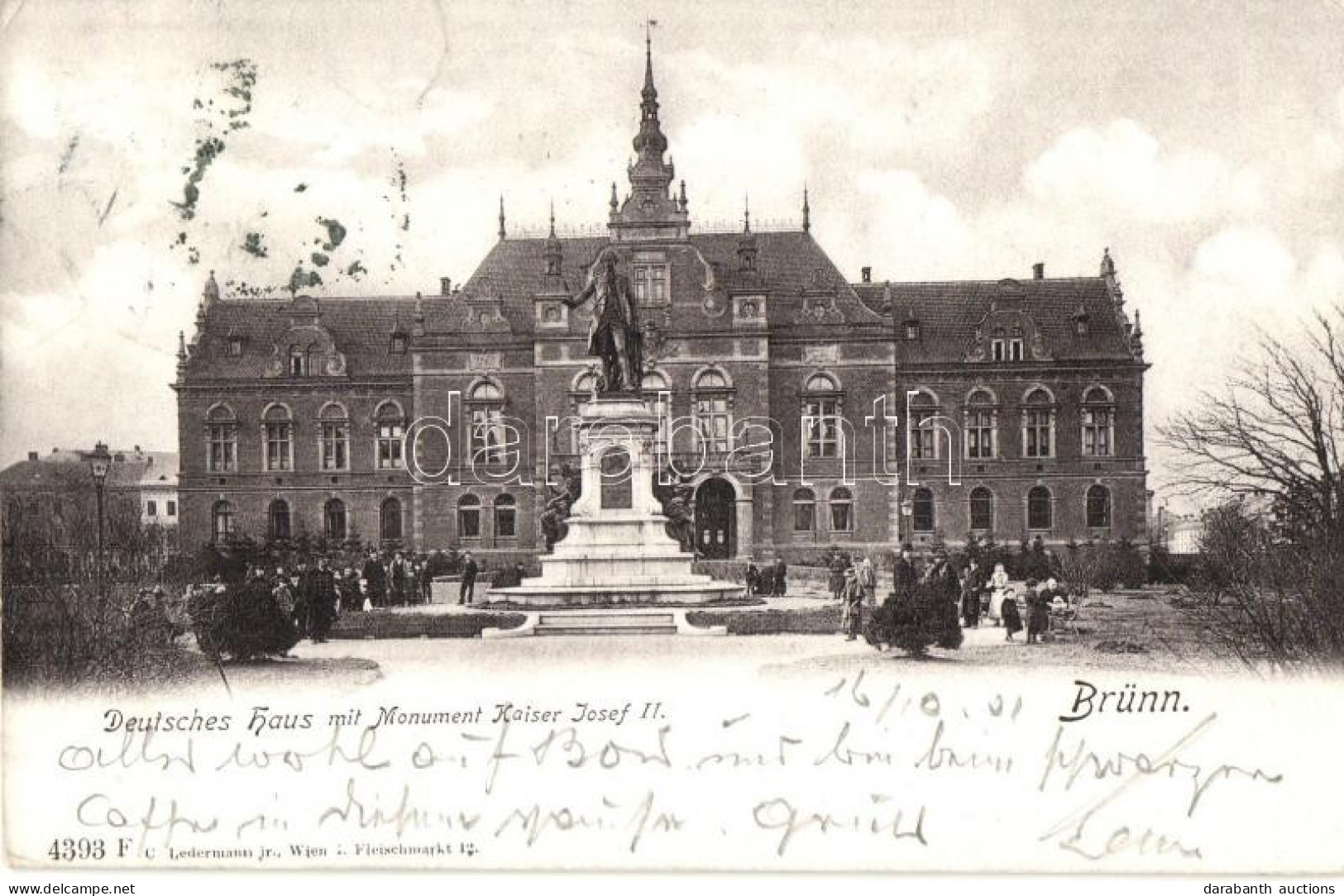 T2 Brno, Brünn; Deutsches Haus Mit Monument Kaiser Josef II / German House With Statue - Zonder Classificatie