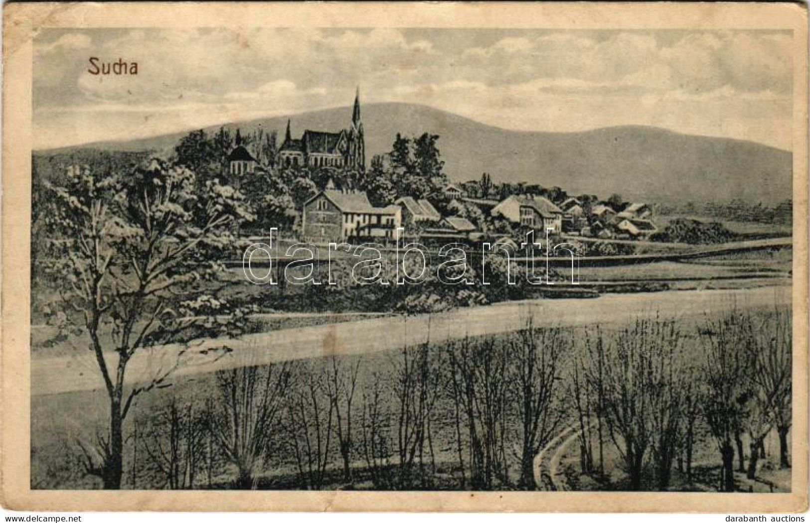 T3 Sucha Beskidzka, Sucha; General View, Church, Feldpost (EK) - Ohne Zuordnung