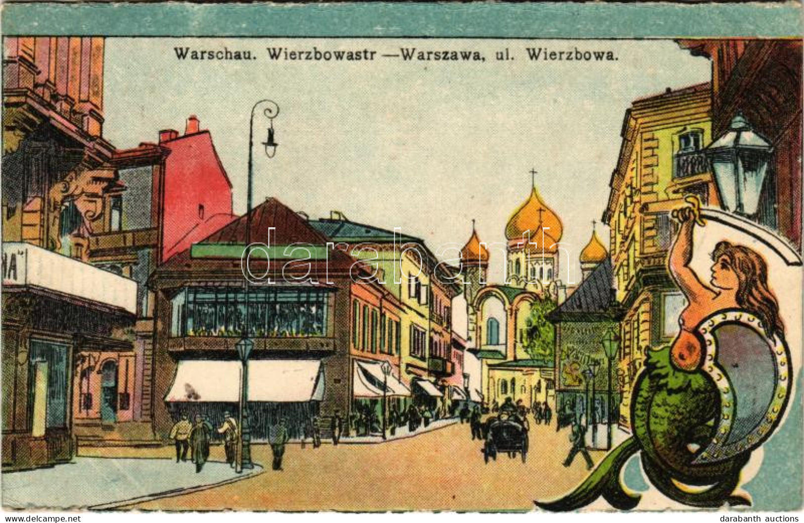 T3/T4 1916 Warszawa, Varsovie, Warschau, Warsaw; Ul. Wierzbowa / Street View, Shops, Coat Of Arms (Rb) - Zonder Classificatie