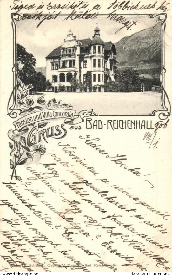 T2 Bad Reichenhall, Pension Und Villa Concordia. Art Nouveau, Floral - Non Classés