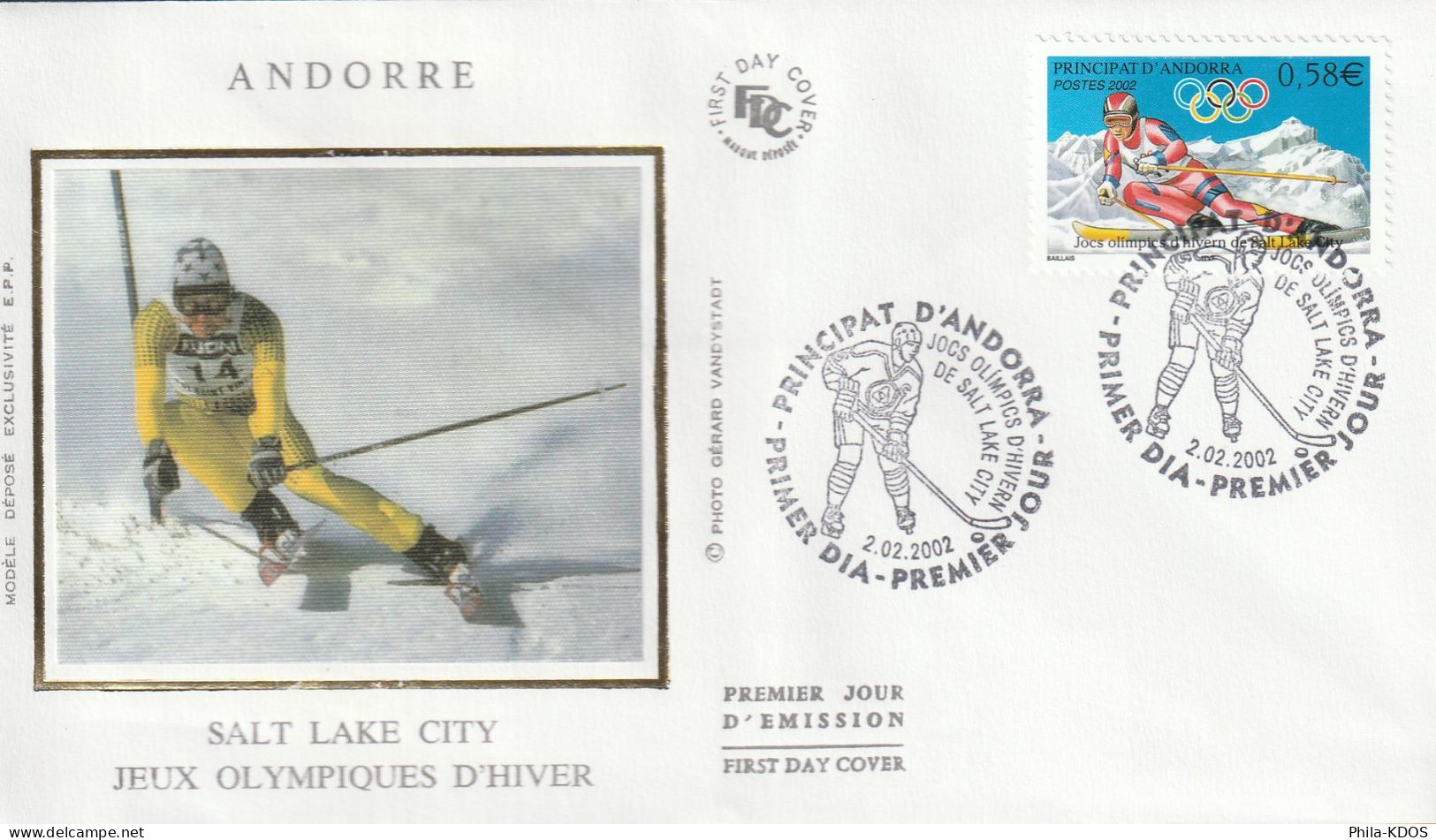 "  J.O. DE SALT LAKE CITY " Sur Enveloppe 1er Jour Sur Soie D'ANDORRE De 2002. Parfait état. FDC A SAISIR ! - Hiver 2002: Salt Lake City