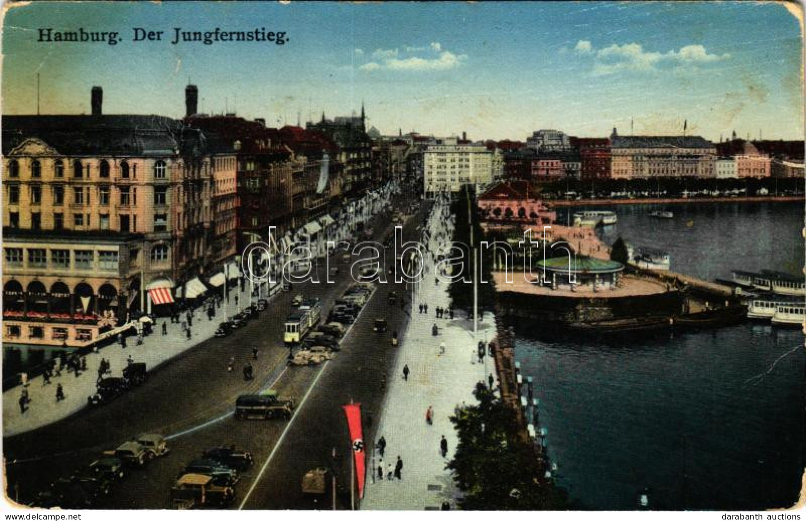 * T3/T4 1938 Hamburg, Der Jungfernstieg + "1938 Austausch-Lager D. NS. Lehrerbundes Vom Fels Zum Meer" So. Stpl (Rb) - Unclassified