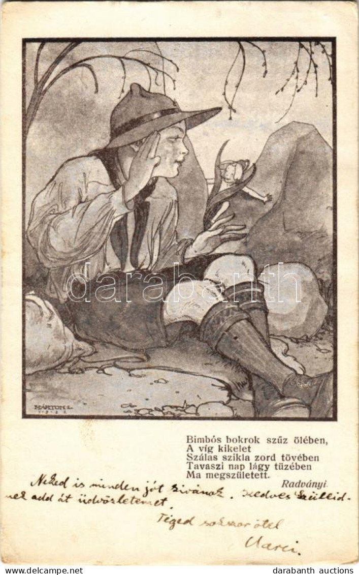 T2/T3 1923 Bimbós Bokrok Szűz ölében... Cserkész Művészlap. A Magyar Jövő Kiadása / Hungarian Boy Scout Art Postcard S:  - Unclassified