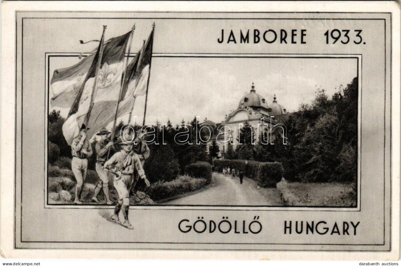 * T2/T3 Gödöllő, Cserkész Jamboree 1933 / 4th World Scout Jamboree In Hungary, Hungarian Boy Scouts With Flags (EK) - Unclassified