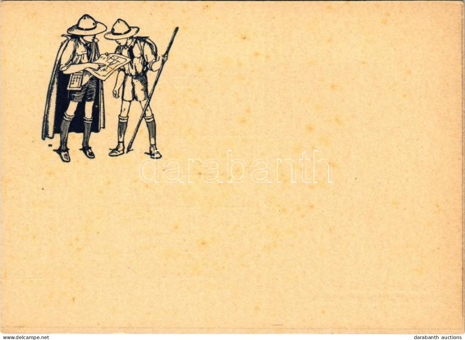 ** T1 Magyar Cserkész Művészlap. Cserkészbolt Kiadása, Árpád Rt. Kalocsa / Hungarian Boy Scout Art Postcard S: Márton L. - Zonder Classificatie