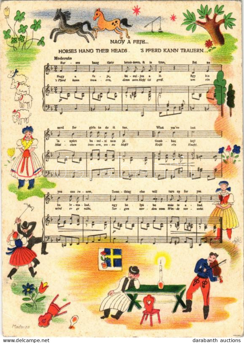 ** T2/T3 Nagy A Feje... Híres Magyar Cigány Nóta / Hungarian Folklore, Gypsy Folk Song, Sheet Music S: Madaras (EK) - Unclassified