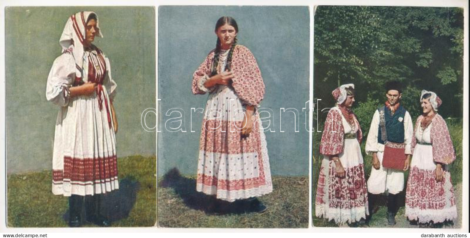 3 Db Horvát Népviseletes Képeslap / 3 Croatian Folklore Postcards - Unclassified