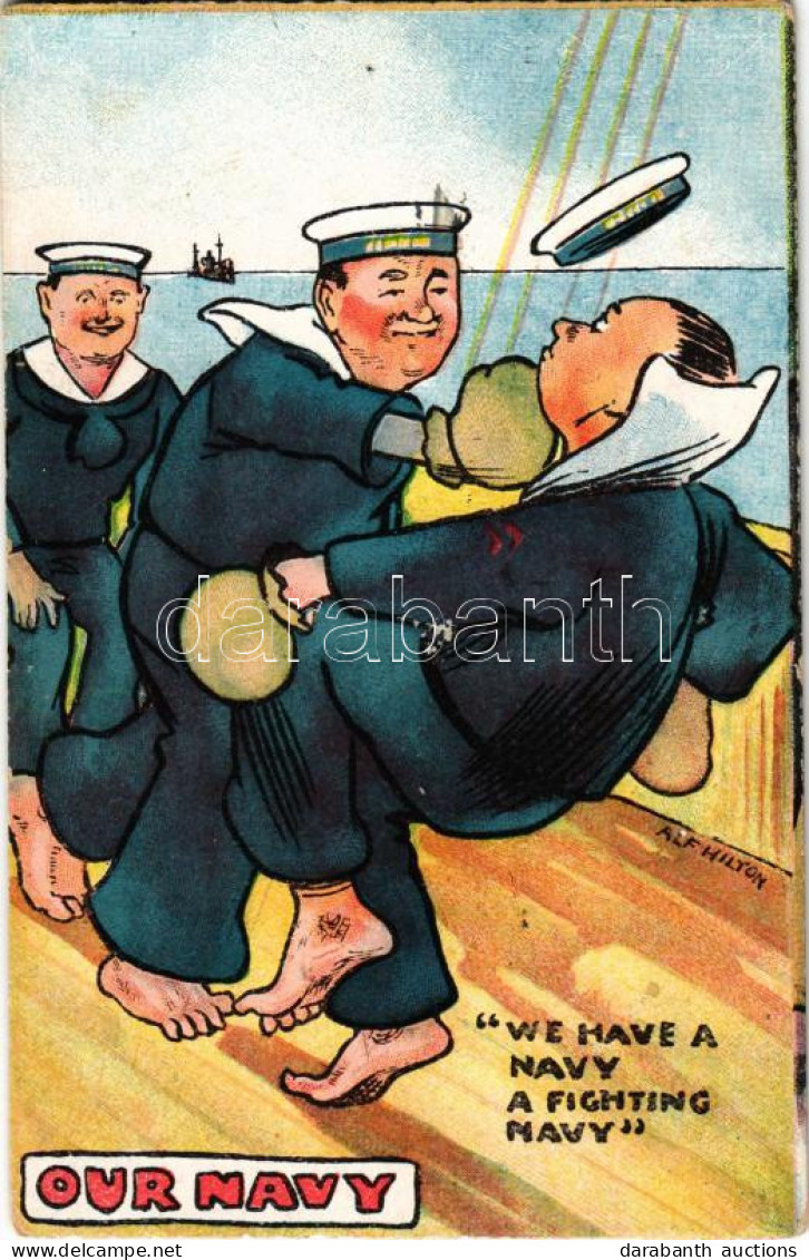 T2/T3 1908 Boxoló Brit Matrózok / "Our Navy: We Have A Navy A Fighting Navy" British Navy Art Postcard With Boxing Marin - Sin Clasificación