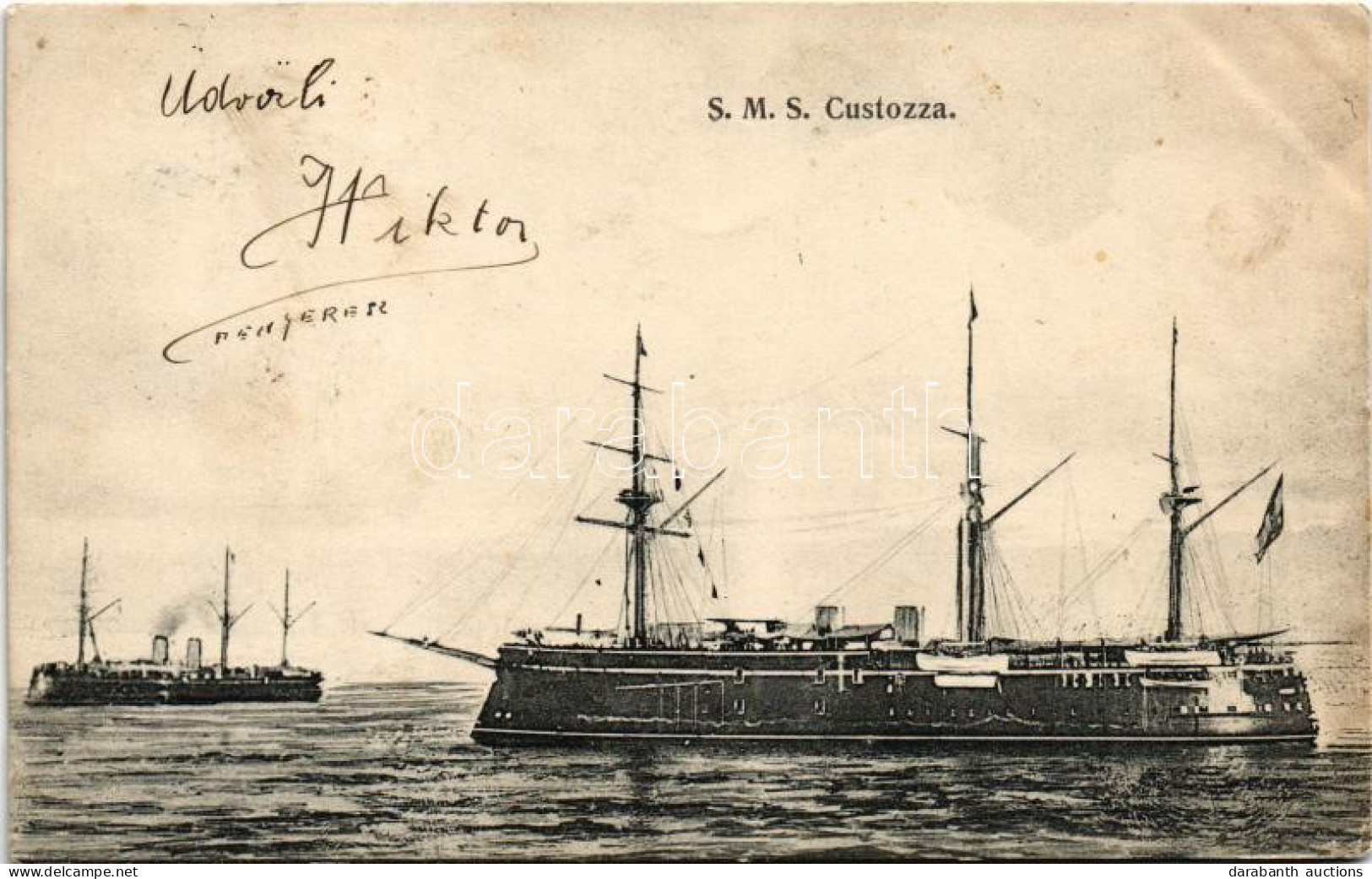 T2/T3 K.u.k. Kriegsmarine SMS CUSTOZA (Custozza). G. Fano Pola 1907-08. (EK) - Ohne Zuordnung