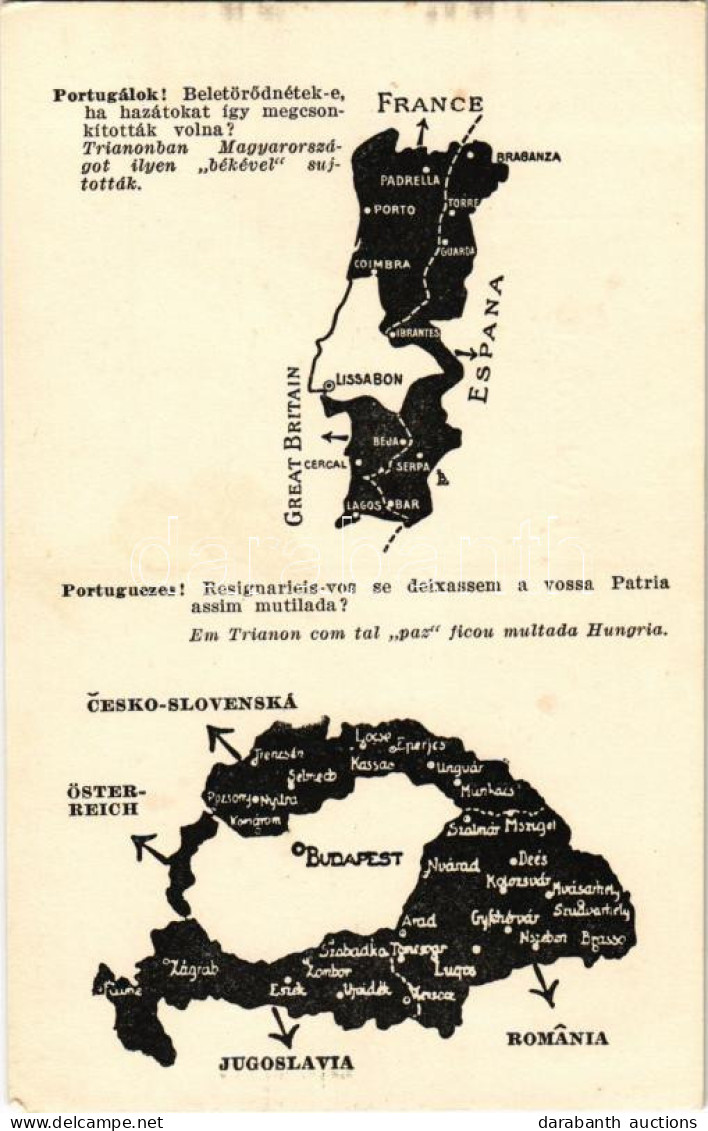 * T2/T3 Ha A Trianoni Békét A Győzőkre Szabták Volna. A Megcsonkított Portugália. Kiadja A Magyar Nemzeti Szövetség / Tr - Unclassified