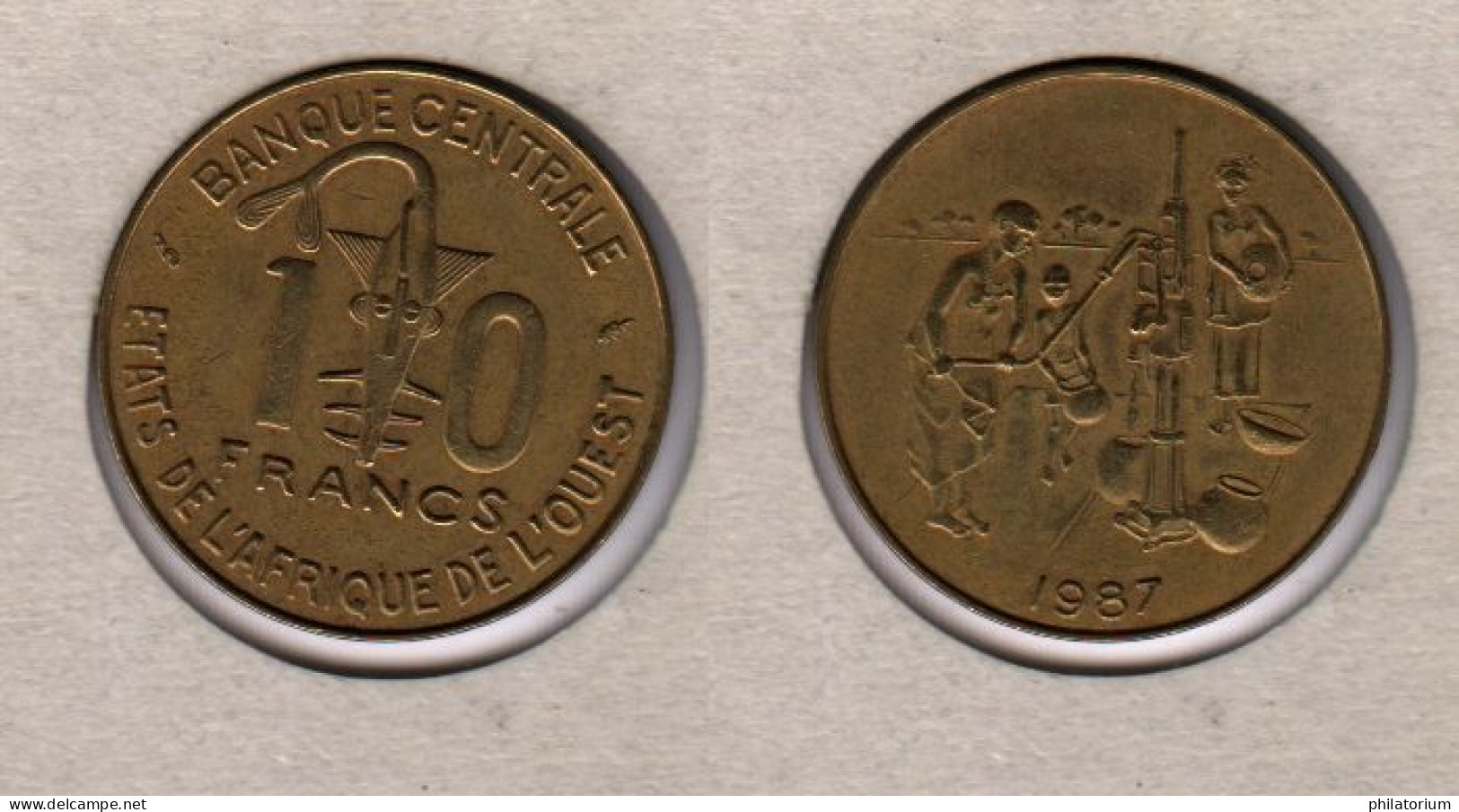 AOF, Afrique De L'Ouest, 10F, 10 F, 1987,  KM#10 - África Occidental Francesa